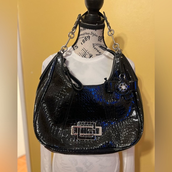 Guess Y2K Black Crocodile-Embossed Women's  shoulder Bag - Picture 10 of 10
